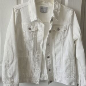 Tahari White Denim Jacket with Button Front